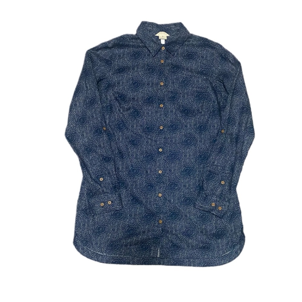 Duluth Trading Co Women’s Geometric Outdoor Print Hemp Button Down Shirt Sz S
